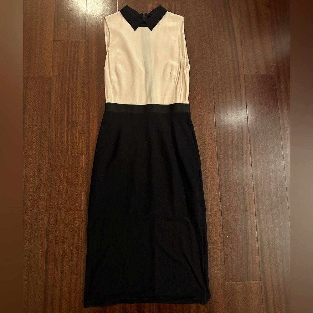 Sandro Paris / Nude Pink Silk Midi Dress / Size 1